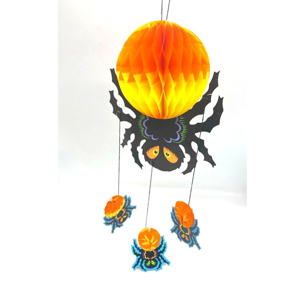 Vintage Beistle 1981 Halloween Honeycomb Spider Hanging Tissue Paper Decoration